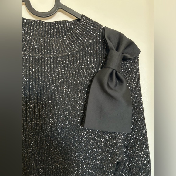 Ann Taylor Bow Knit Sweater in Black Glitter - Picture 4 of 6